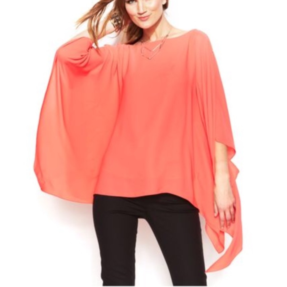 🍊Vince Camuto 🍊’Orange’ Batwing Poncho Top SZ L